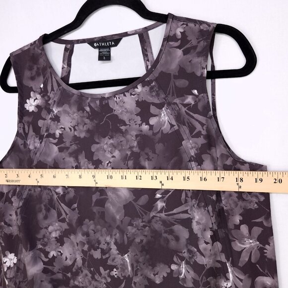 Athleta Lumen Zephyr Refined Tank Top Size Large Black Floral Gray - Picture 6 of 10